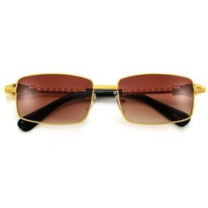 Slim Rectangular Embellished Cable Wire Temple Sunglasses